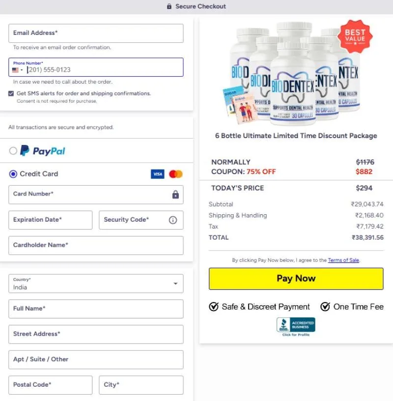 BioDentex secure checkout packages price and order options